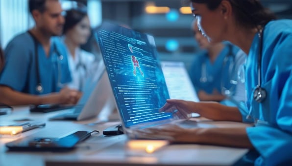 doctors looking at healthcare medical data