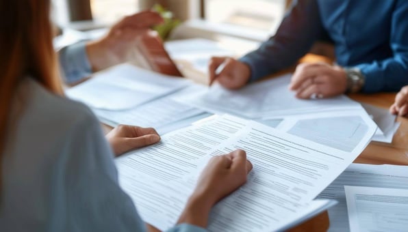 people reviewing paper documents
