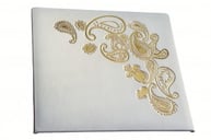 Leather wedding photo album road with gold lettering