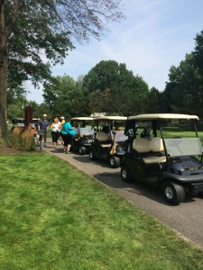 Golf carts lined up