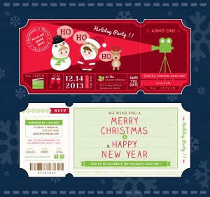 Vector Christmas Party Ticket Card Design Template
