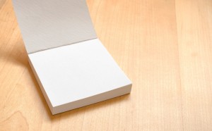 Blank white notepad on wooden table,Template mock up for adding